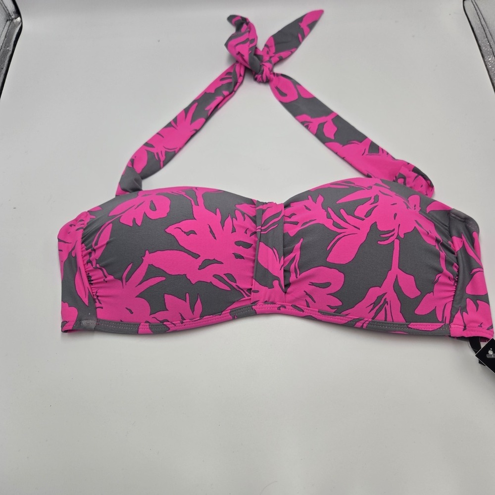 Alex‎ Marie Swim Top Molded Cup Pink Halter Bikini Top Size 14 NWT